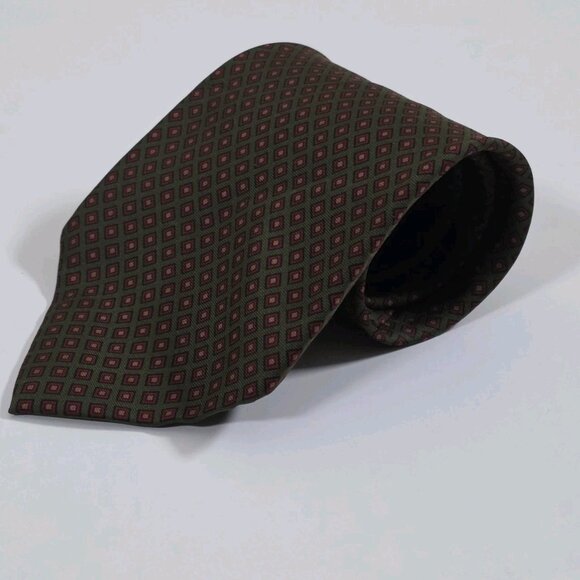 Polo Ralph Lauren Silk Tie Geo Print Preppy Office Hand Finished USA W 4" L 56" - Picture 1 of 15